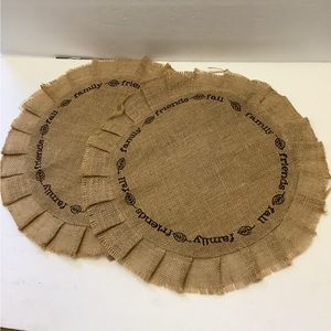 The Prairie  by Rachel Ashwell Round Burlap Placemats Inscribed 15.5 in